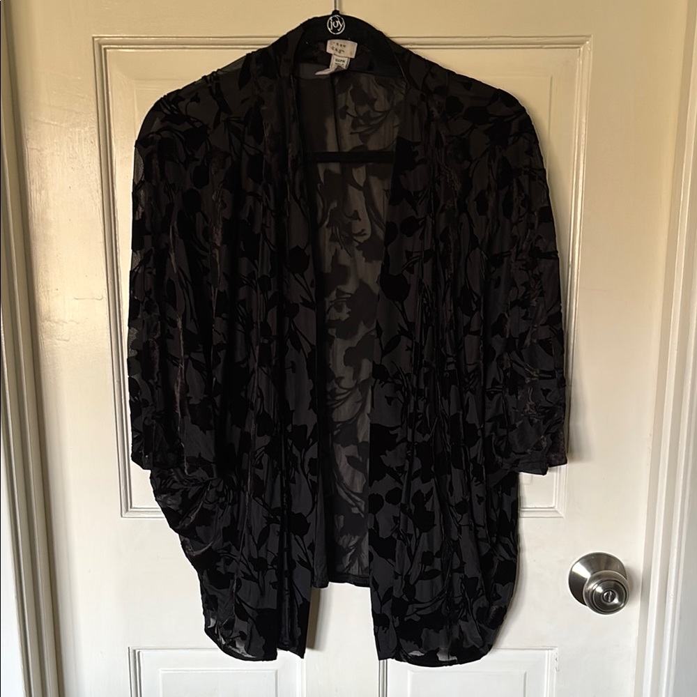 Black Floral Kimono Cardigan